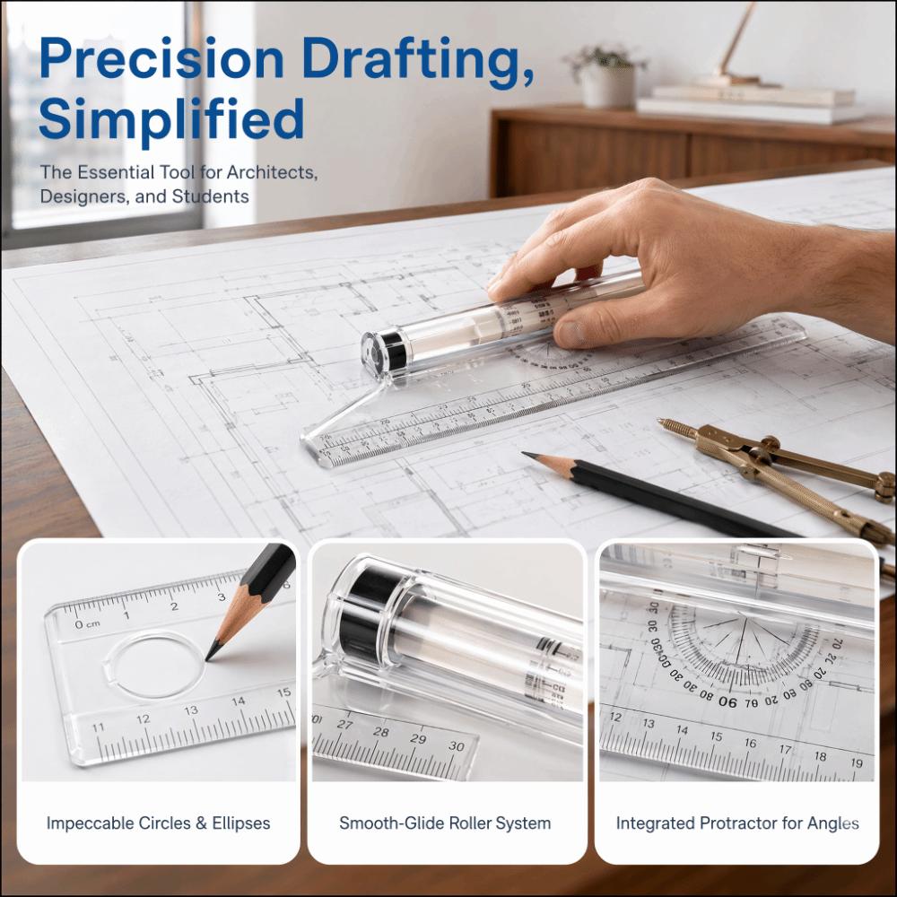 5pcs Transparent Design Rolling Ruler Clear Scale Drawing Ruler Measuring Ruler For Students