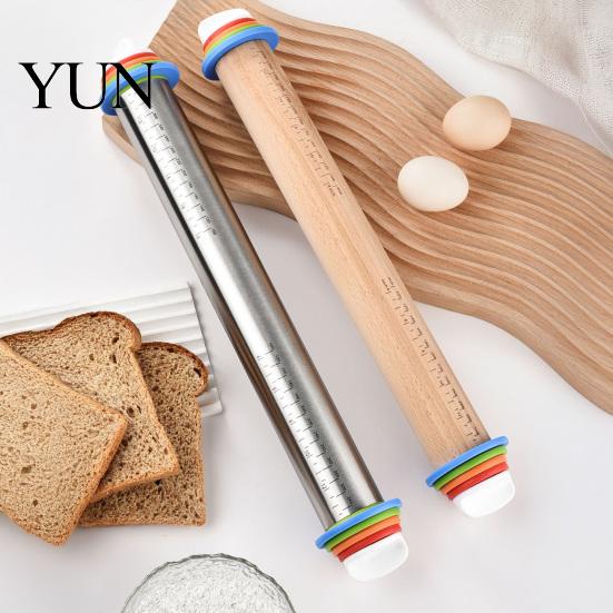 Safe Food Grade Tool for Pastries Rolling Pin with Thickness Rings, Ergonomic Measurement Markings Kitchen Tool, Sturdy Baker Accessories Home
