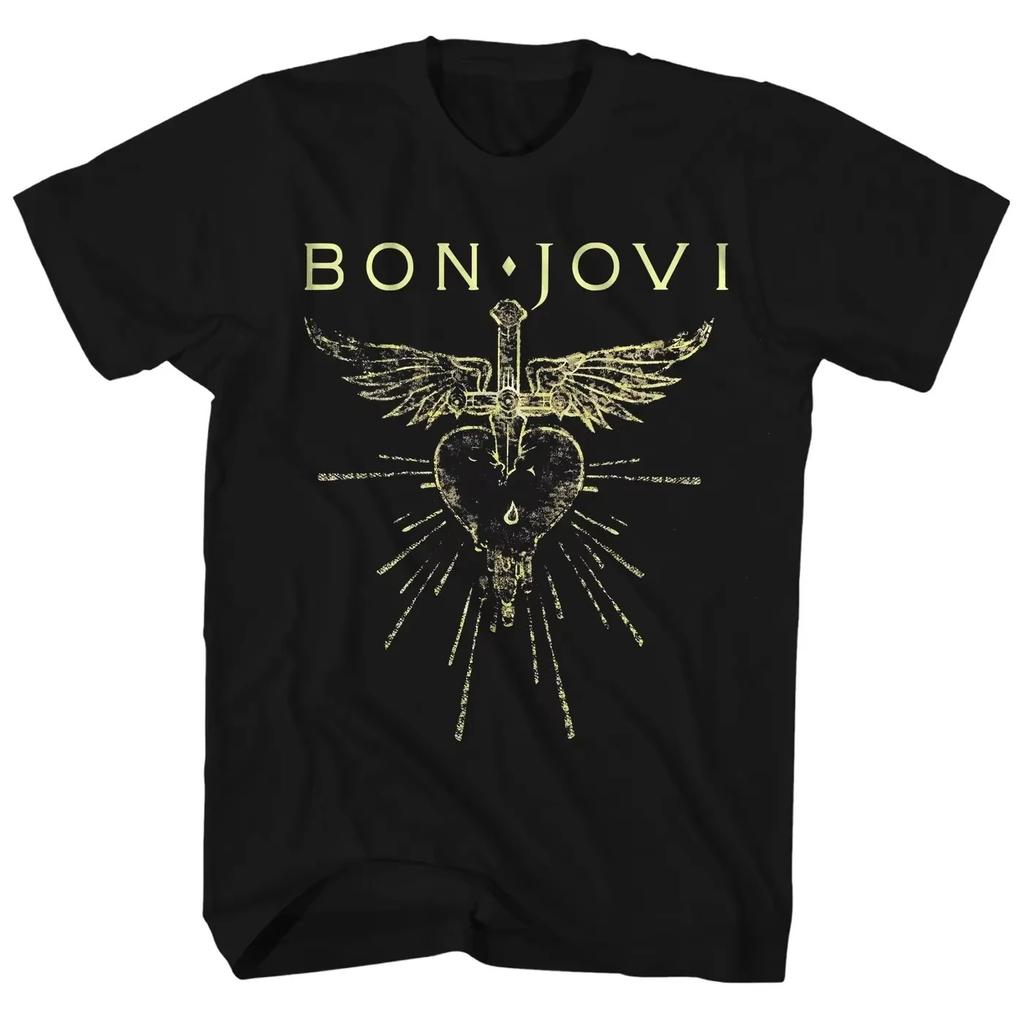 Классическое фото группы Bon Jovi Винтажная футболка | Уличная футболка с принтом рок-музыки
