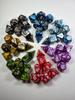 Набор прозрачных многоцветных многогранных кубиков D&D с мраморным узором - 7 штук (D4, D6, D8, D10, D12, D20)