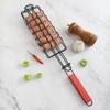 Non-stick Sausage Grilling Net with Wooden Handle for BBQ and Outdoor Cooking