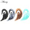Alisouy 2pcs Unique Spiral Acrylic Heart Wing Feathers Women Ear Plugs Tunnels Taper Stretcher Expander Piercing Body Jewelry