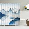 Japanese-style Shower Curtain 3d Ink Painting Bathroom Curtain Waterproof With Hooks 180*240CM Shower Curtain Polyester Fabric