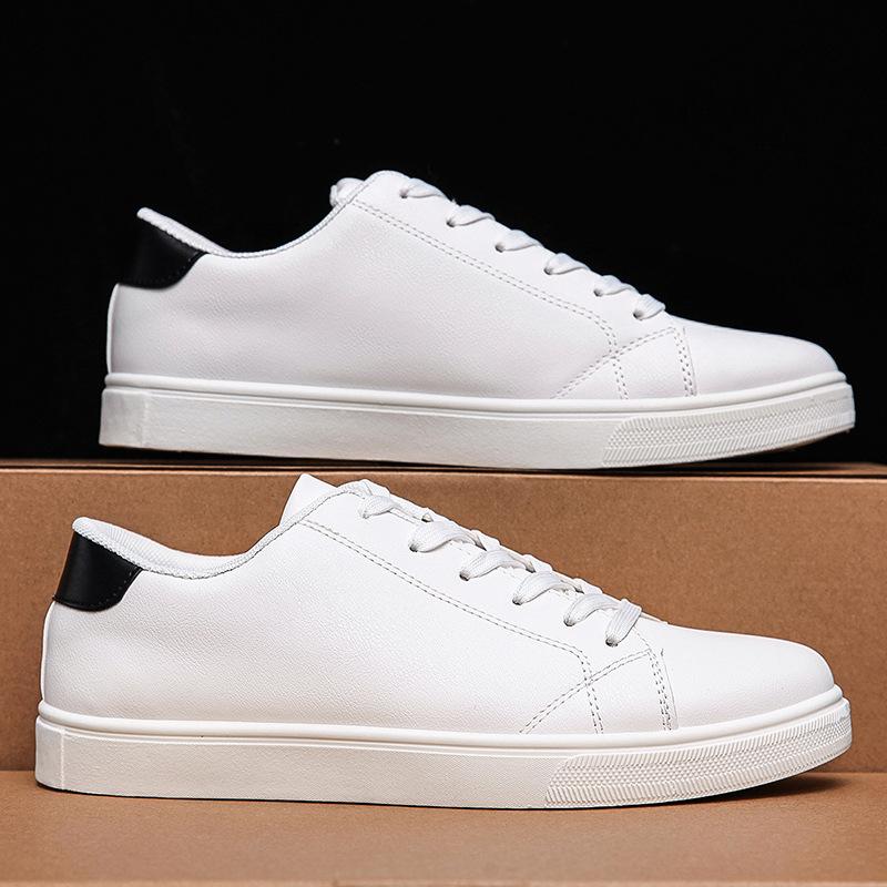 Fashion Unisex White Shoes Men Casual Shoes PU Leather Men's Sneakers Cool Street Boys Shoes Brand Male Footwear Autumn Flat Sports Shoe