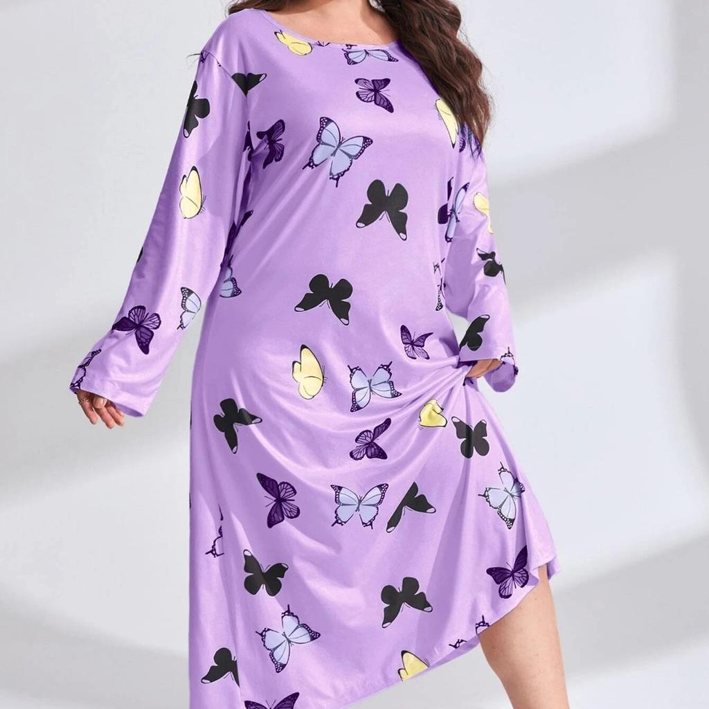 GMXIA Женская мода на лето и весну с леопардовым принтом и сердцем-бабочкой с длинным рукавом и круглым вырезом, свободные повседневные ночные рубашки