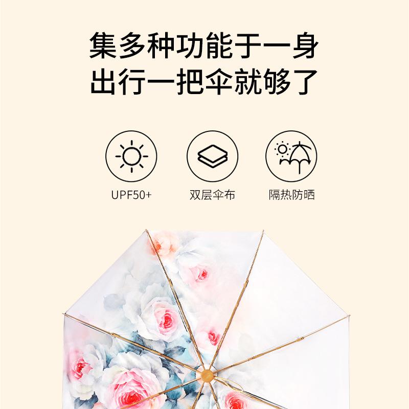 Новый трехсложный ручной восьмиспицевый зонт из виниловой ткани, двухслойный двухсторонний цветной зонт-парасоль, трехсложный зонт от солнца