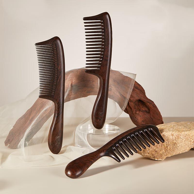 Натуральная эбеновая двухсторонняя расческа для волос