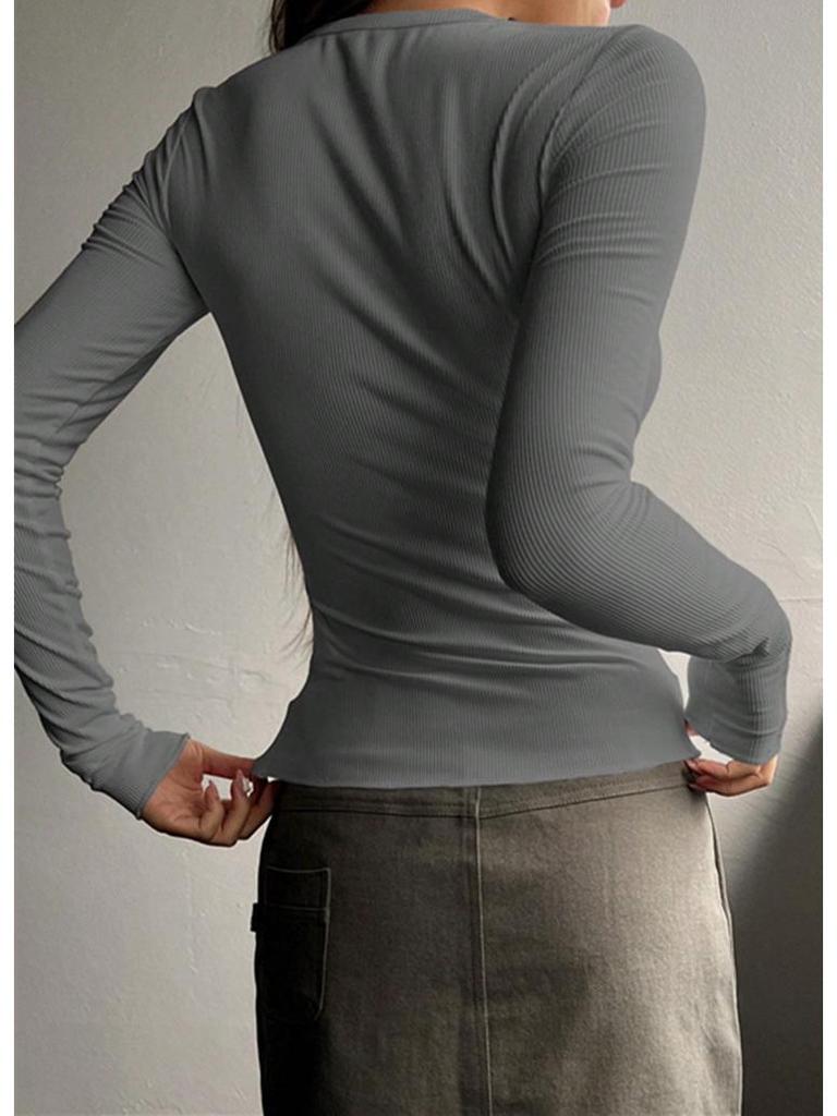 Женский облегающий трикотажный топ с пуговицами спереди, осень и зима 2024 г.