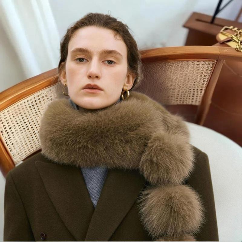 {MAX-66} Long Faux Fox Fur Scarf Women Winter Warm Soft Furry Scarves Casual Lady Outdoor Neck Warmer Collar