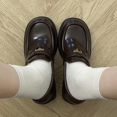 Лоферы Женские Новые Весна Осень Черные Коричневые Массивные На высоком каблуке Британские Туфли из искусственной кожи Платье Вечеринка Свадебные туфли Женские Туфли-лодочки