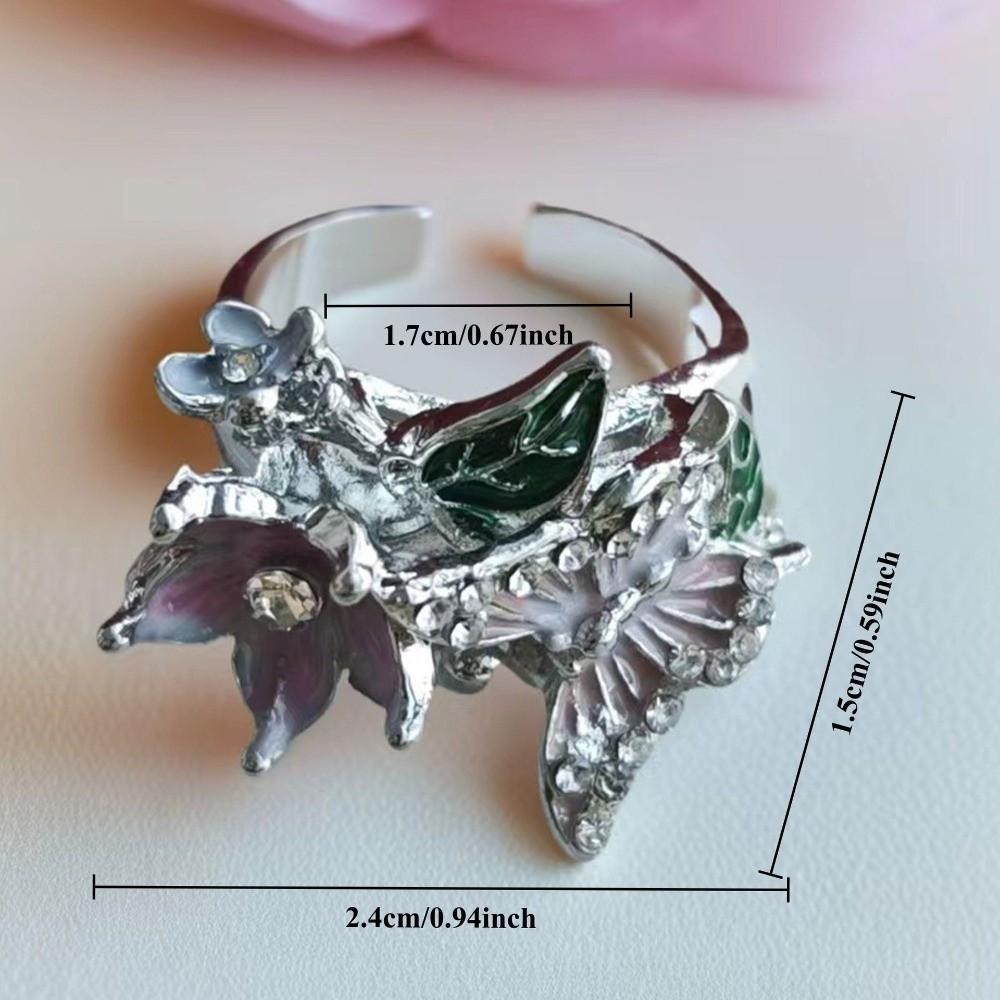 Oil Dripping Butterfly Ring Elegant Finger Jewelry Sweet Opening Finger Ring  Ladies Jewelry