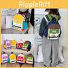 Stylish Versatile Korean Color Block Letter Backpack For Kids In Red Yellow Brown Purple