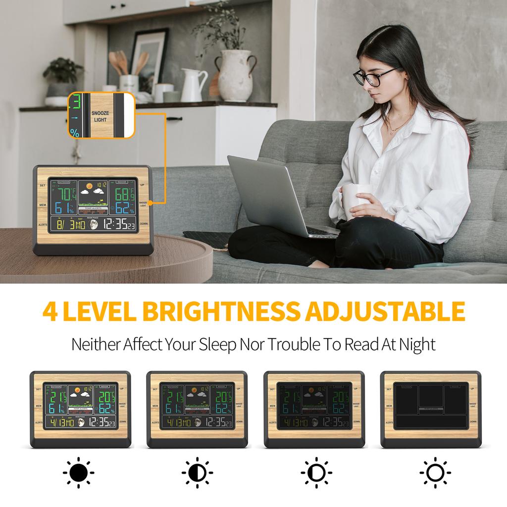 Wireless Color Screen Wther Station Digital Thermometer Moon Phase Di lay Temperature Alarm