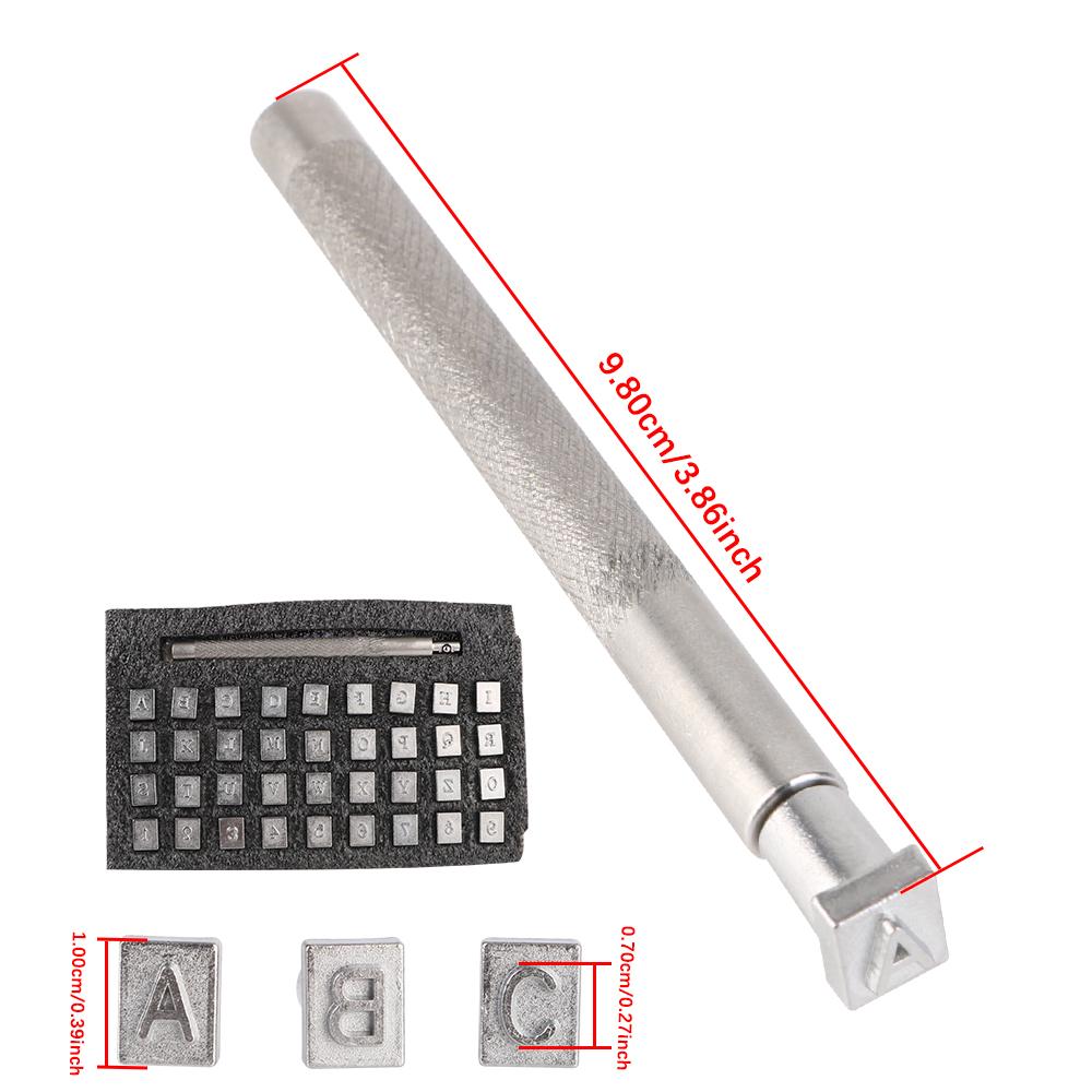 Letters Stamping Kit Leather Printing Metal Alphabet Number Leather Stamp Punch Tools Leather Embossed Tools 37Pcs Diy Leather Carving 3.5mm/6.5mm