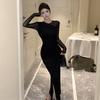 Женское сексуальное платье Royal Sister Mesh Splicing Skinny с длинными рукавами