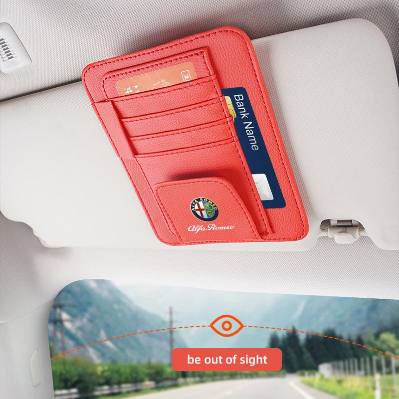 Car Stickers For Alfa Romeo Car Visor Storage Bag ID Card Glasses Organized Clip For Alfa Romeo Giulietta Mito 159 Giulia Stelvi