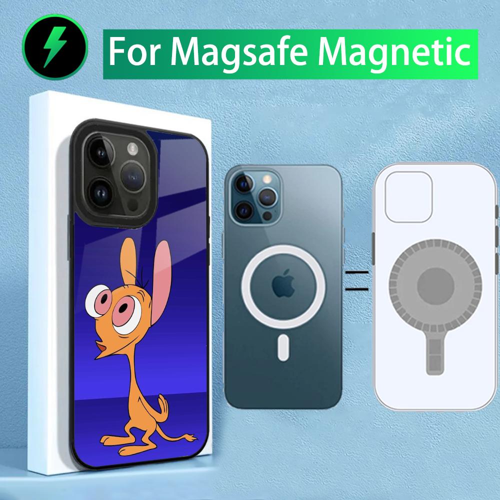 Ren and S-Stimpy Phone Case For iPhone 15,14,13,12,11,Plus,Pro,Max Mini Magsafe Magnetic Wireless Charging
