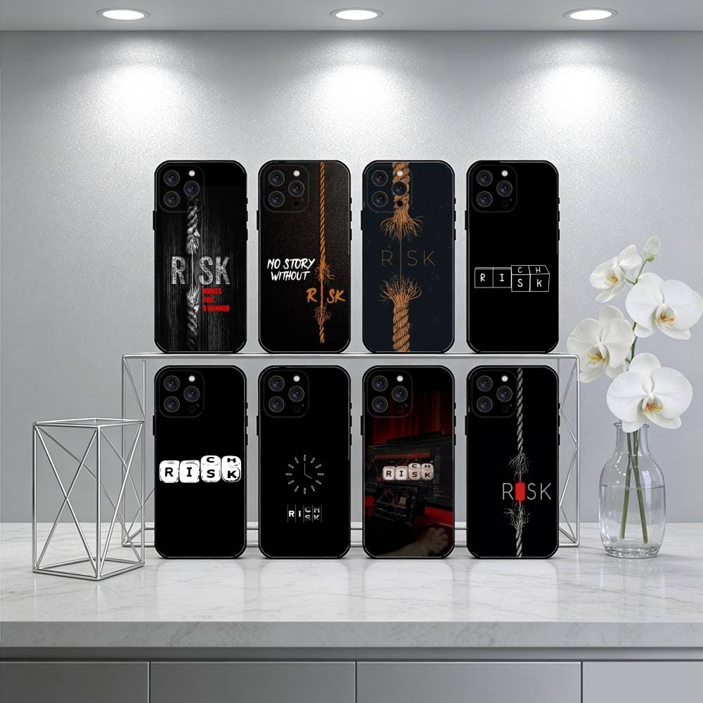Чехол для телефона Day Trader Trading RISK RICH для iPhone 17, 16, 15, 14, 13, 12 Plus, Max, Мягкий силикон, Черный