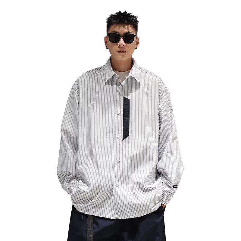 2024 Letter Long Sleeve Shirt Japanese Hong Kong Style Ins Loose Shirt Boys Summer Trendy Versatile Casual Coat