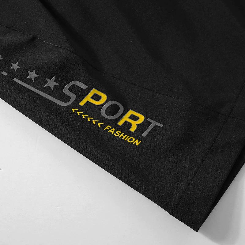 Мужские летние шорты большого размера из быстросохнущей ткани для пляжа, повседневные, пятиминутные, тонкие, эластичные, спортивные штаны