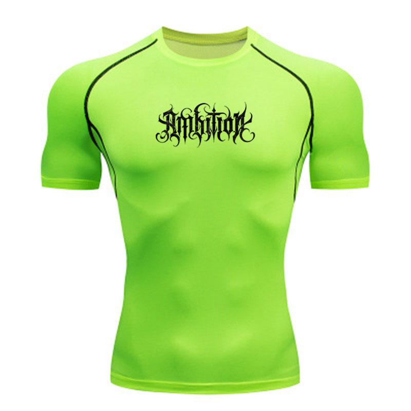 Men's Quick Dry Compression Workout T-shirt Gothic Ambition Print Athletic Short Sleeve Top for Gym Running Training Spo