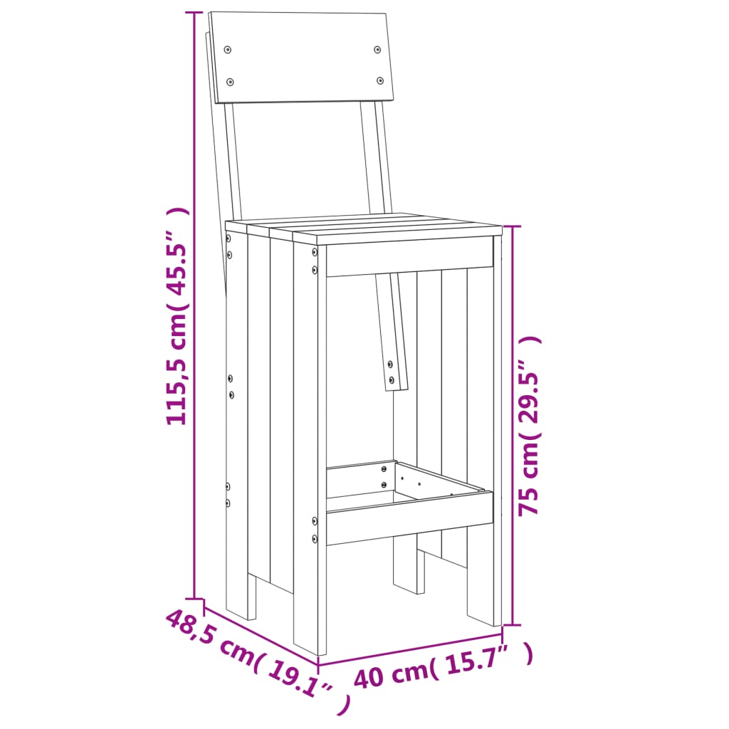 Bar Stool Set 2 pcs 40 x 48.5 x 115.5 cm Solid Douglas Fir Wood