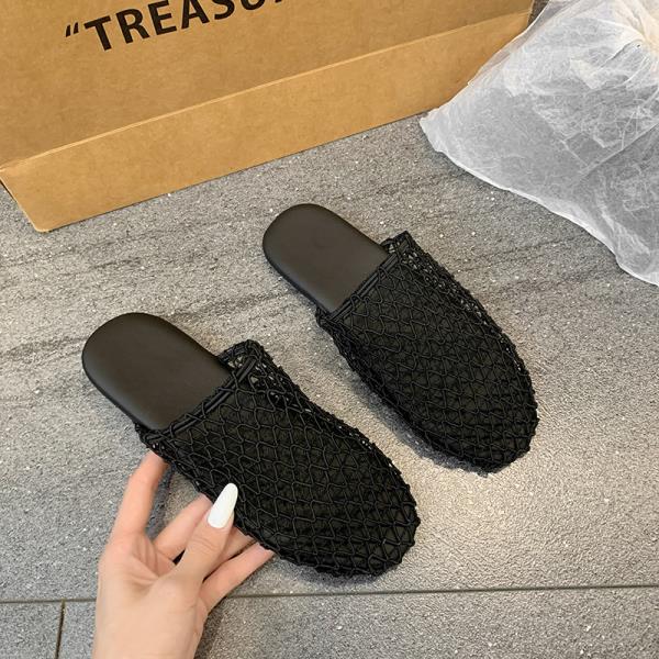 Fashion Fretwork Heels Shoes Cover Toe Slippers Flat Luxury Slides Designer Fashion Fretwork Heels Slippers Casual Cover Toe Shoes Woman