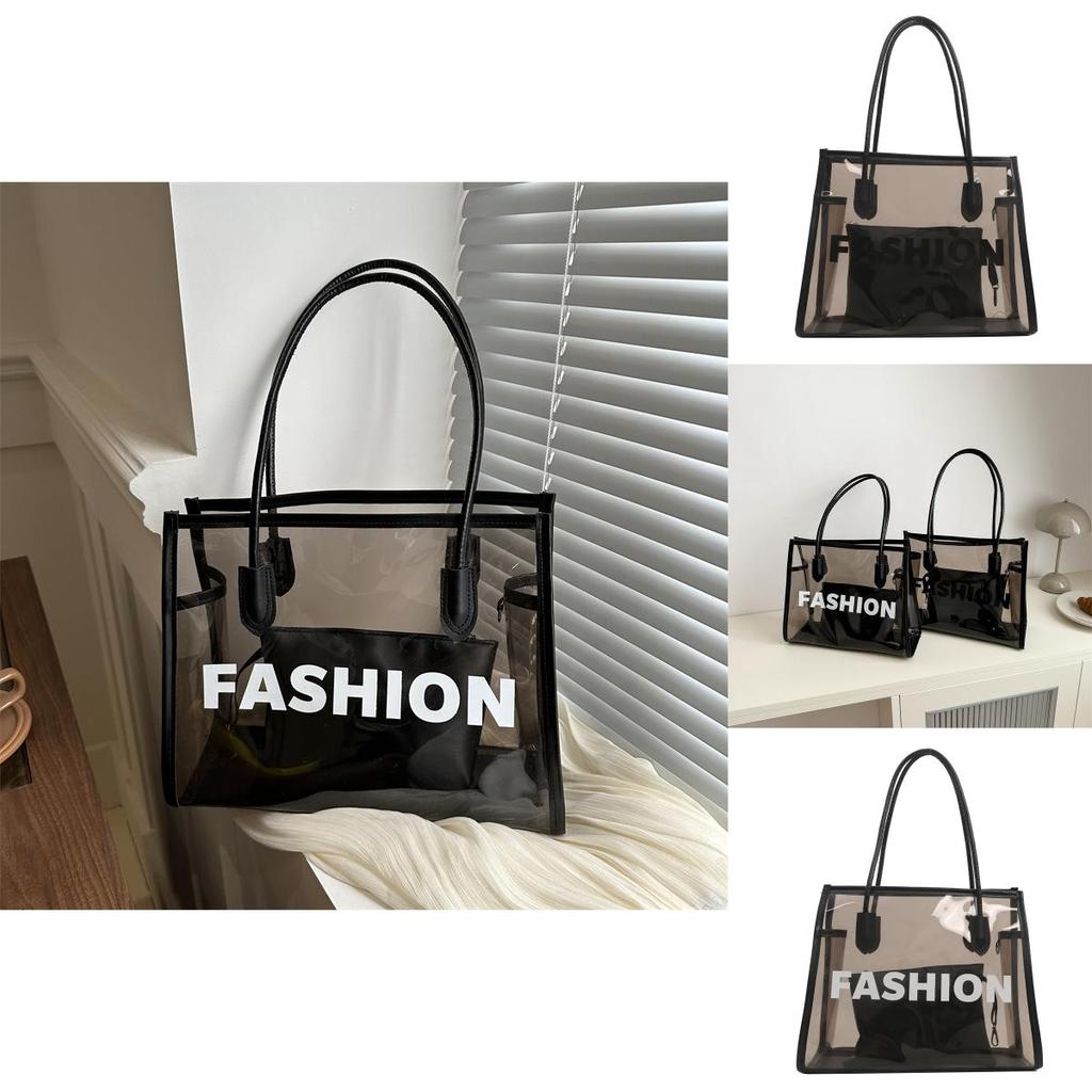 2024 Новая Мода Прозрачная Женская Сумка Большая Вместимость ПВХ Тоут Летняя Желейная Сумка Сумка на Плечо Ручная Сумка