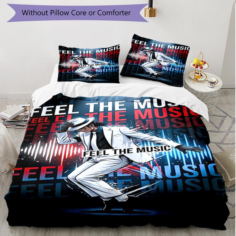 3pcs Duvet Cover Set (1*Duvet Cover + 2*Pillowcase, Without Core), Michael Jackson Print Soft All‑Season Bedding Set, Home Bedroom Decor Gift