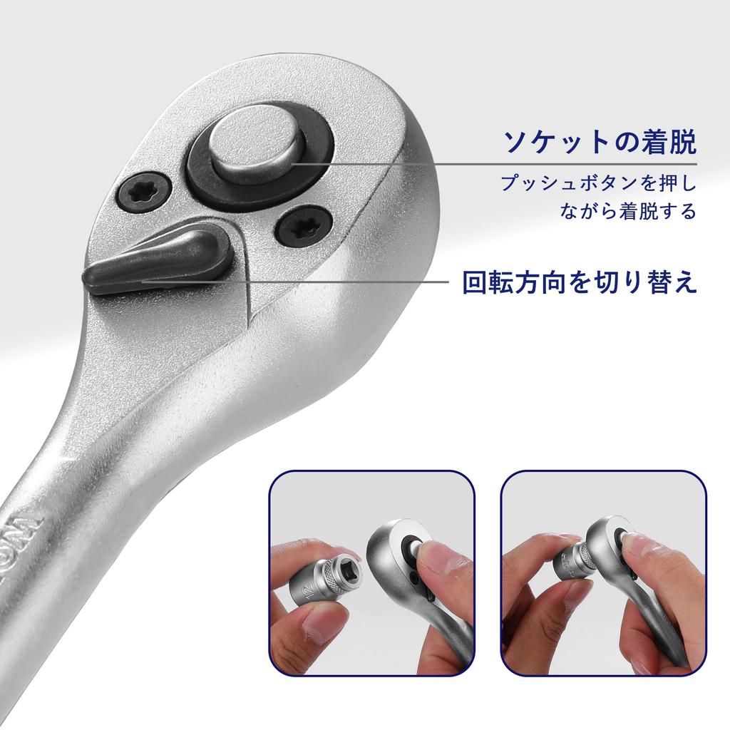 WORKPRO Socket Wrench Set Ratchet Wrench Drive 12 Piece Hex Socket Quick Release Ratchet Handle Automotive Tool with Holder Car Motorcycle Mechanical