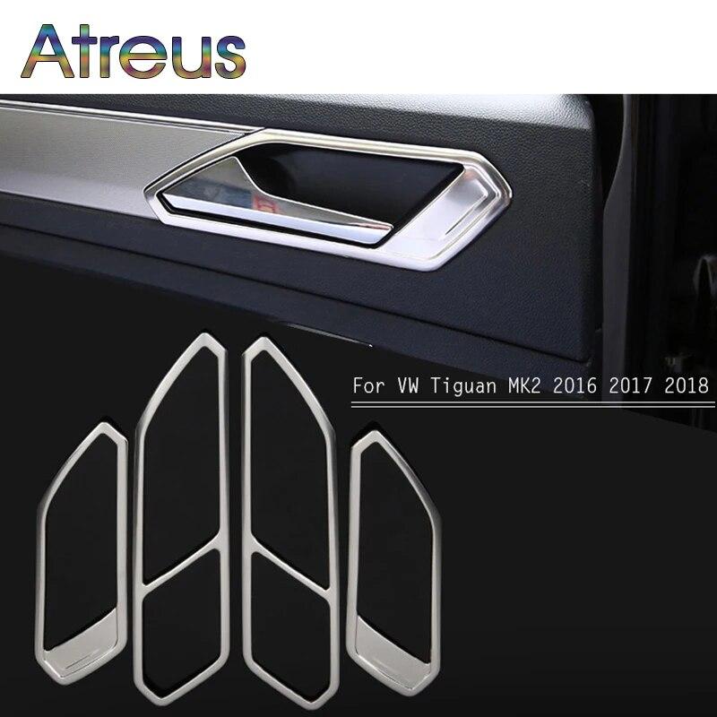 Atreus 4 шт., дверная ручка, чаша, рамка, накладка, наклейки для VW Volkswagen Tiguan 2 2016 2017 2018, аксессуары MK2