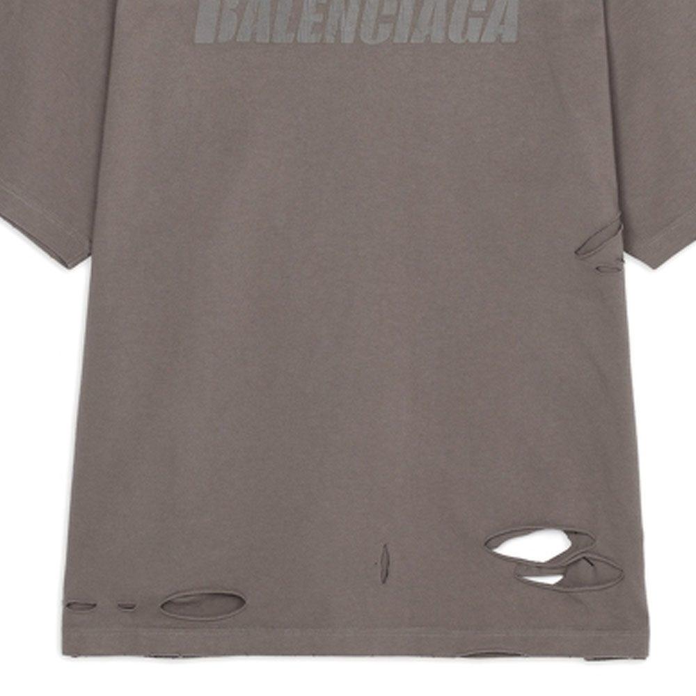 Balenciaga Потертая футболка с принтом 'Тауп' 651795TKVB80718