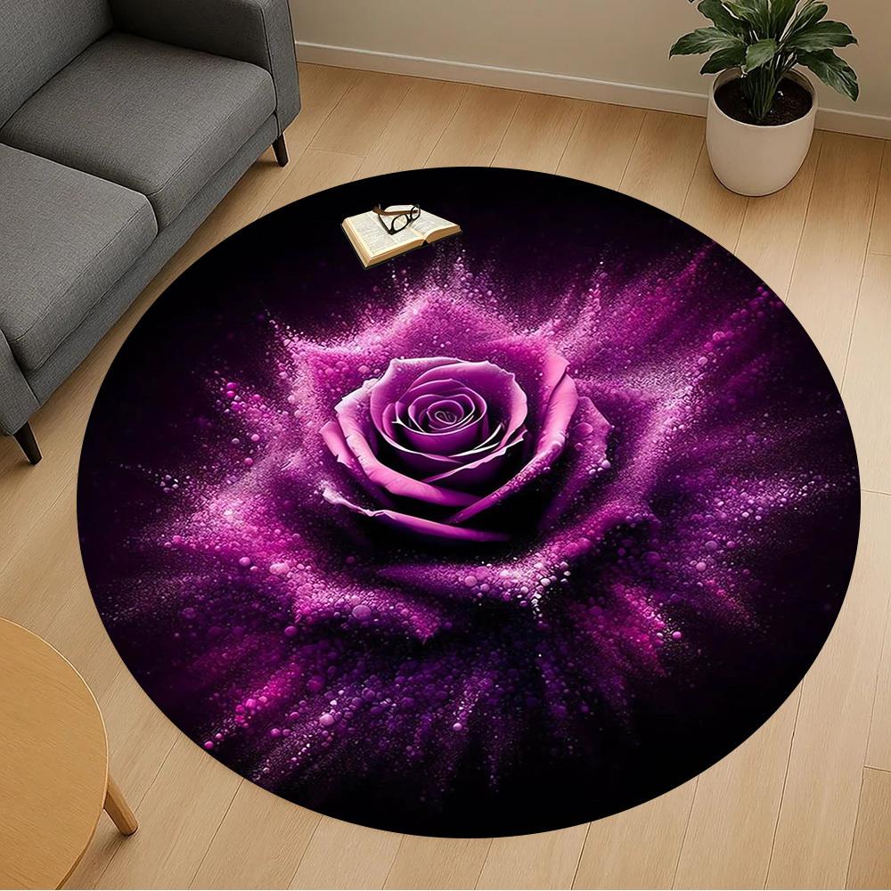 1pc Rose Purple Round Chair mat Area Rug - Non-Slip, Floor Mat for Office, Bedroom, and Indoor Decor -1002201