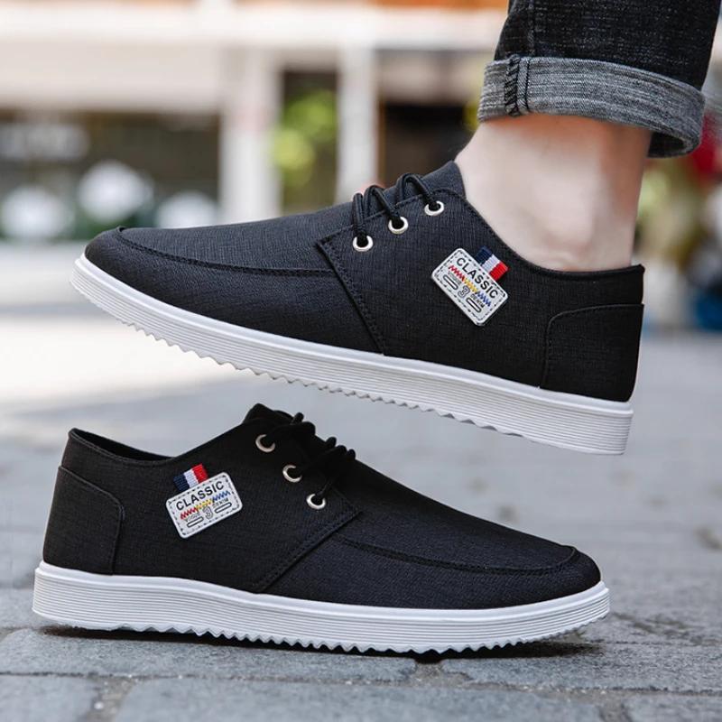 Canvas Shoes for Men Breathable Lace-Up Men Casual Shoes Classic Lightweight Walking Footwear Comfortable Non-Slip Men Sneakers
