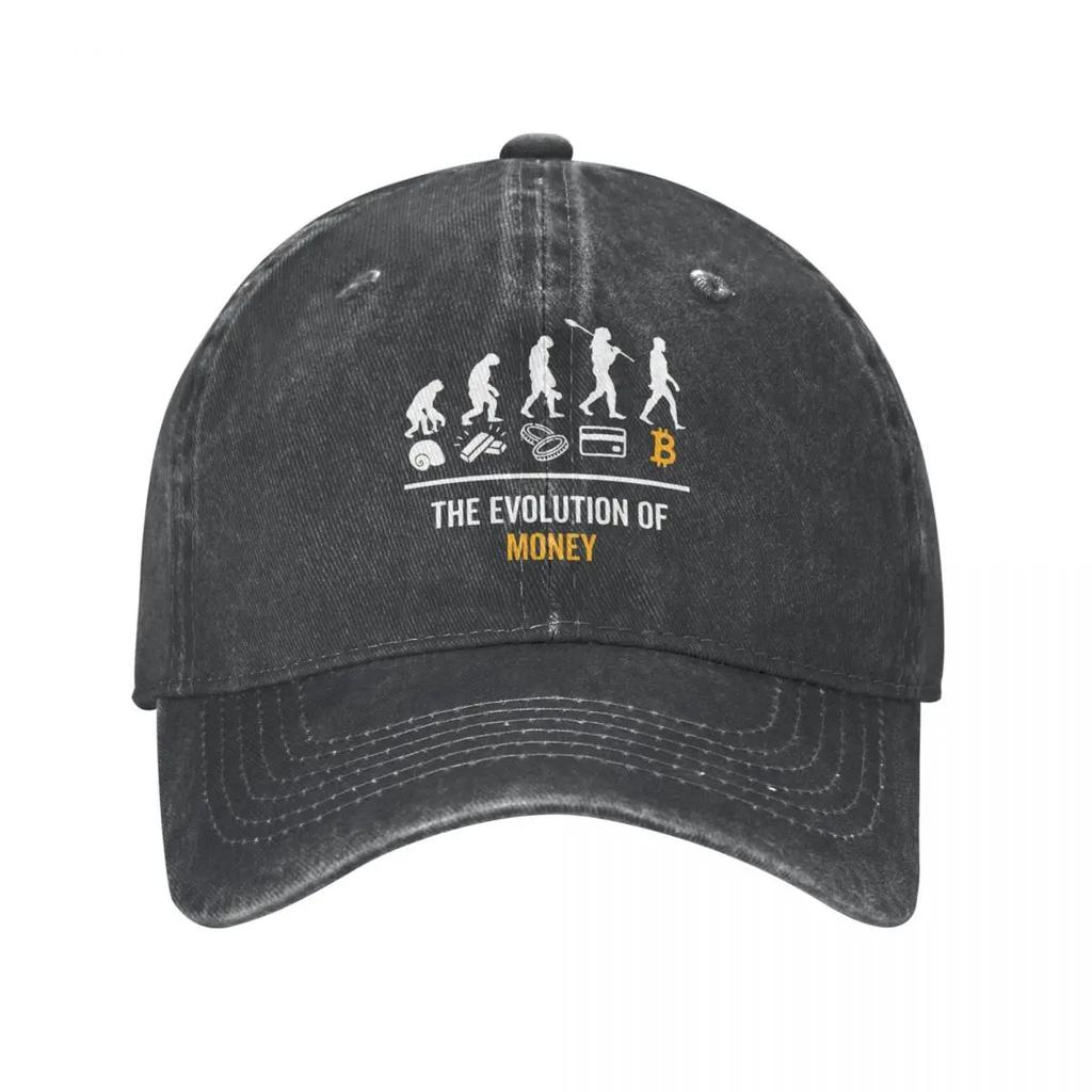 Винтажная бейсболка Snapback Hats Эволюция денег Летняя кепка Hats Bitcoin Blockchain Crypto Btc Washed Casquette Vintage