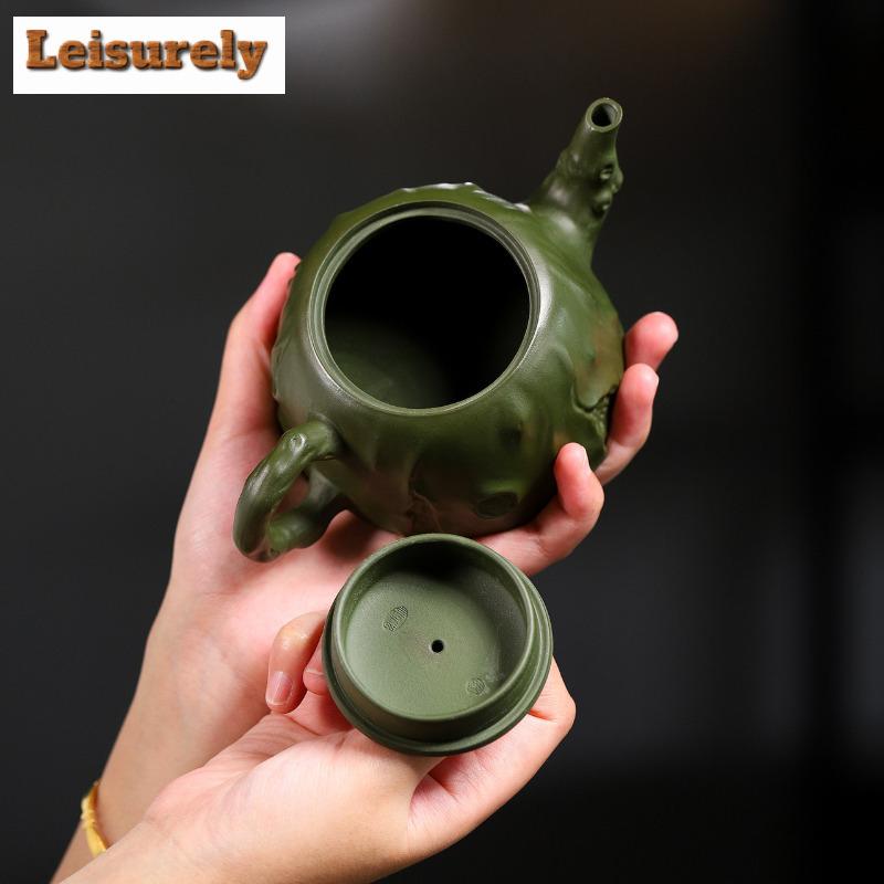 240 мл роскошные чайники из фиолетовой глины Исин, ручная работа, горшок из пня, сырая руда, изумрудно-зеленый глиняный чайник, китайский чайный набор «Цзыша», подарок
