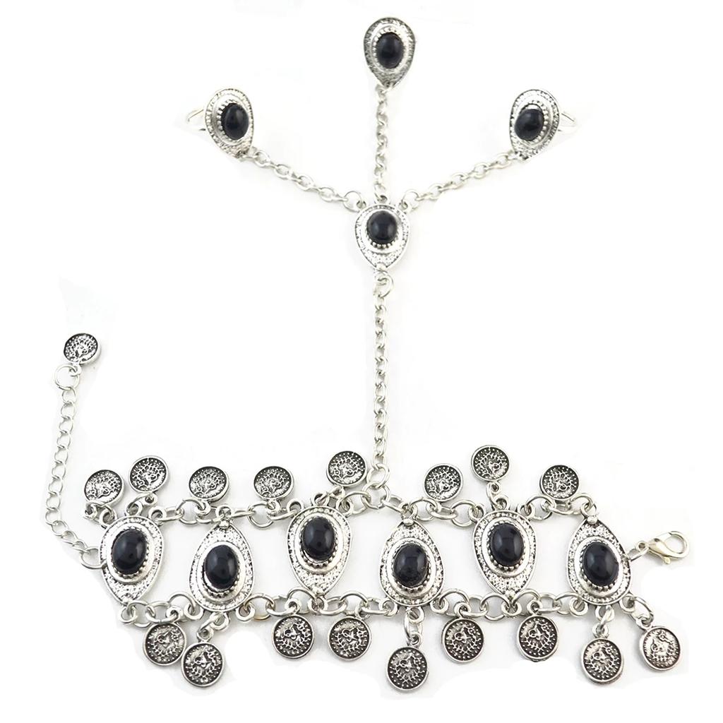 Bohemian Coin Charm Slave Bracelets For Women Vintage Silver Color Bracelet Gypsy Ethnic Tribal Festival Indian Jewelry Turkish