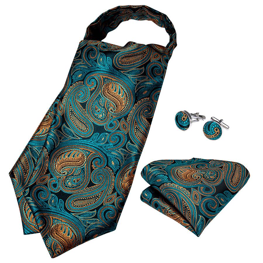 Floral Cravat Tie Green Paisley Ascot Tie for Men Luxury Jacquard Woven Silk Tie for Business Dibangu