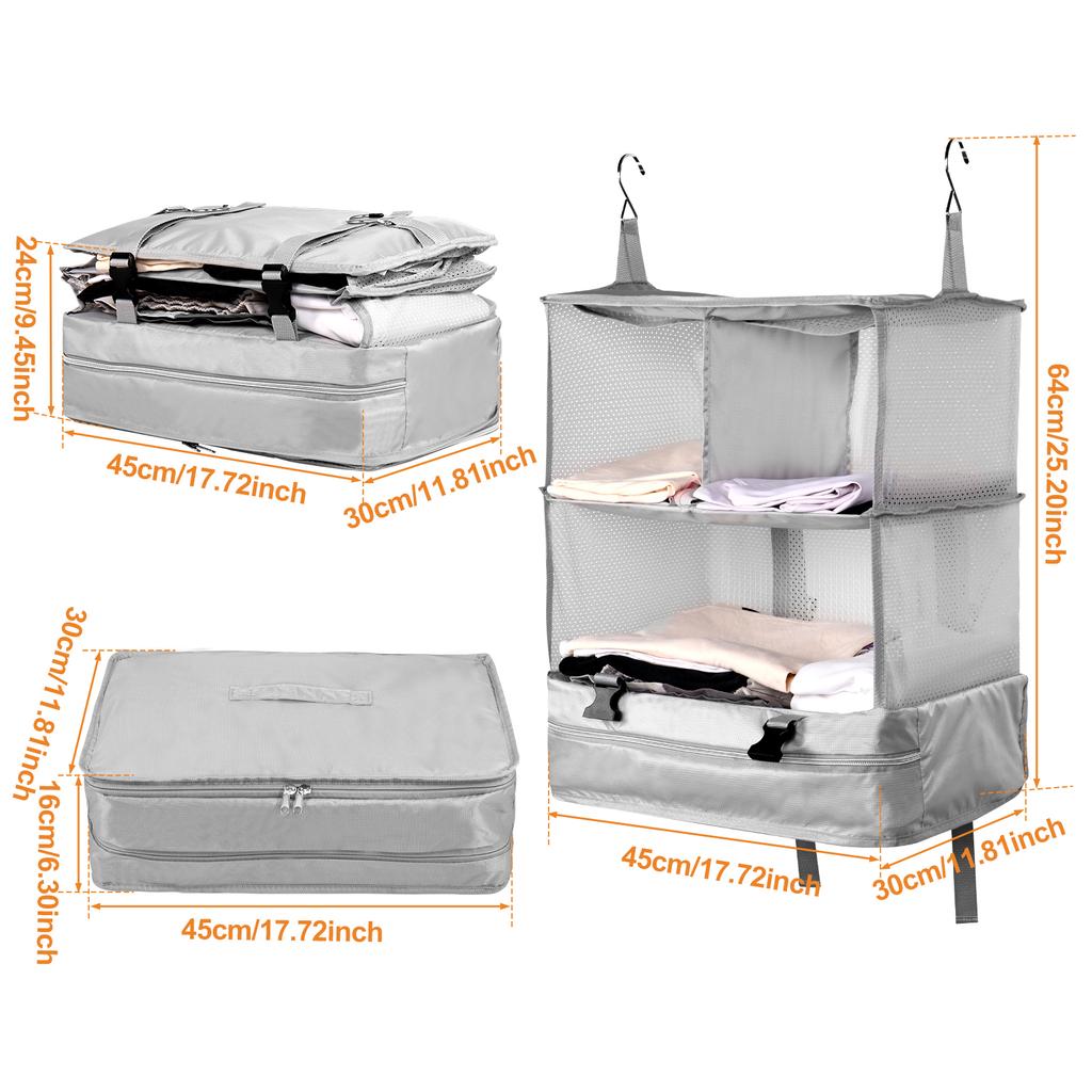 Reise Hängegepäck Organizer Tragbare Kleideraufbewahrungstasche Große Kapazität Faltbar Atmungsaktiv Schrank Kleiderorganisatoren Tasche