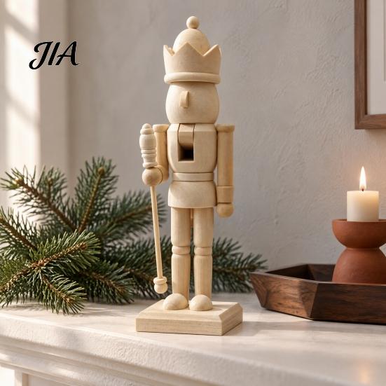 Artistic Craft Material Wooden Nutcracker Figurines, DIY Paint Your Own Soldier King Drummer, Holiday Supplies Unfinished Wood Christmas Tabletop
