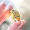 Colorful Zircon Exquisite Ring, Geometric Design Elegant Jewelry, Niche Light Luxury Jewelry