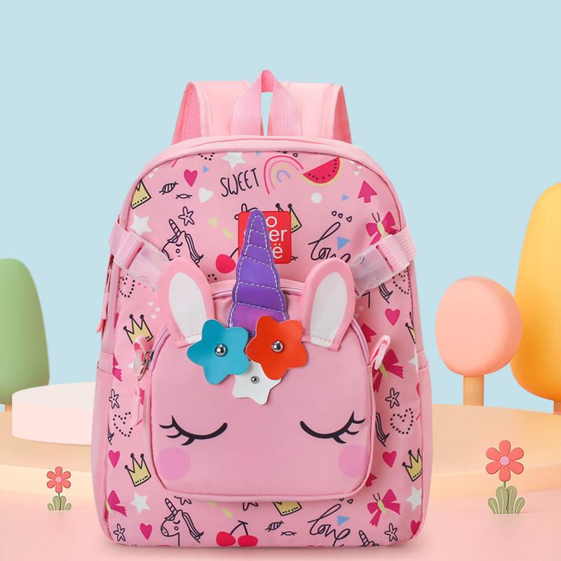 Charming Unicorn Print Kids Backpack Ideal For School Spacious Design With Breathable Material