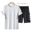 Мужская летняя футболка шорты двухкомпонентный спортивный и досуговый костюм большого размера быстросохнущий комплект одежды