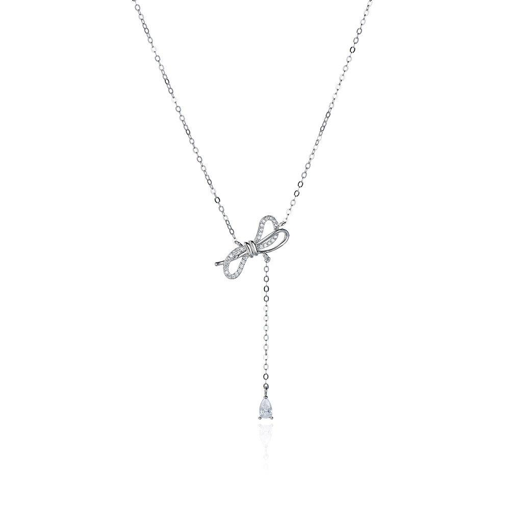 Ожерелье с бантом Женское Легкая роскошь Нишевый дизайн Цепочка на ключицу Подарок на День святого Валентина День рождения Лето