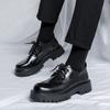 Fashion Men Italian Style Streetwear Casual Platform Thick Sole Leather Shoes Male Business Fashion Vintage Dress Wedding Leather Shoe
