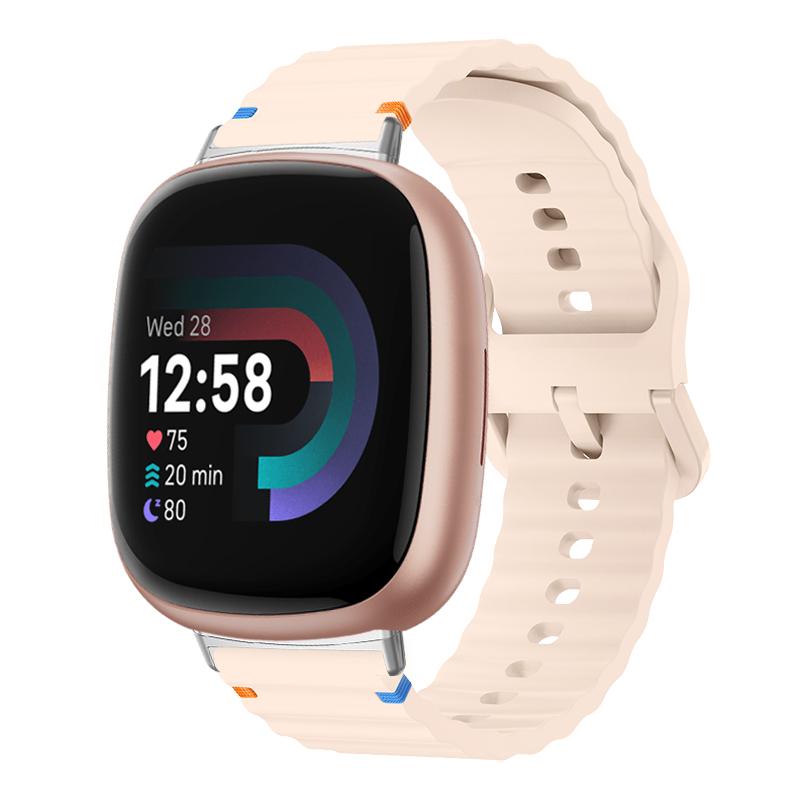 Дышащий ремешок, совместимый с Fitbit Versa 4, силиконовый, с волнами и швами, сменный браслет, подходит для Fitbit Versa 3