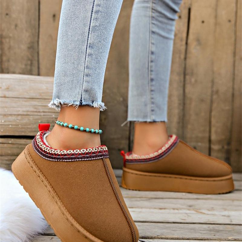 Хлопковые женские зимние новые импортные торговые тапочки большого размера с толстой подошвой без каблука Bao Head теплые пушистые повседневные женские полутапочки