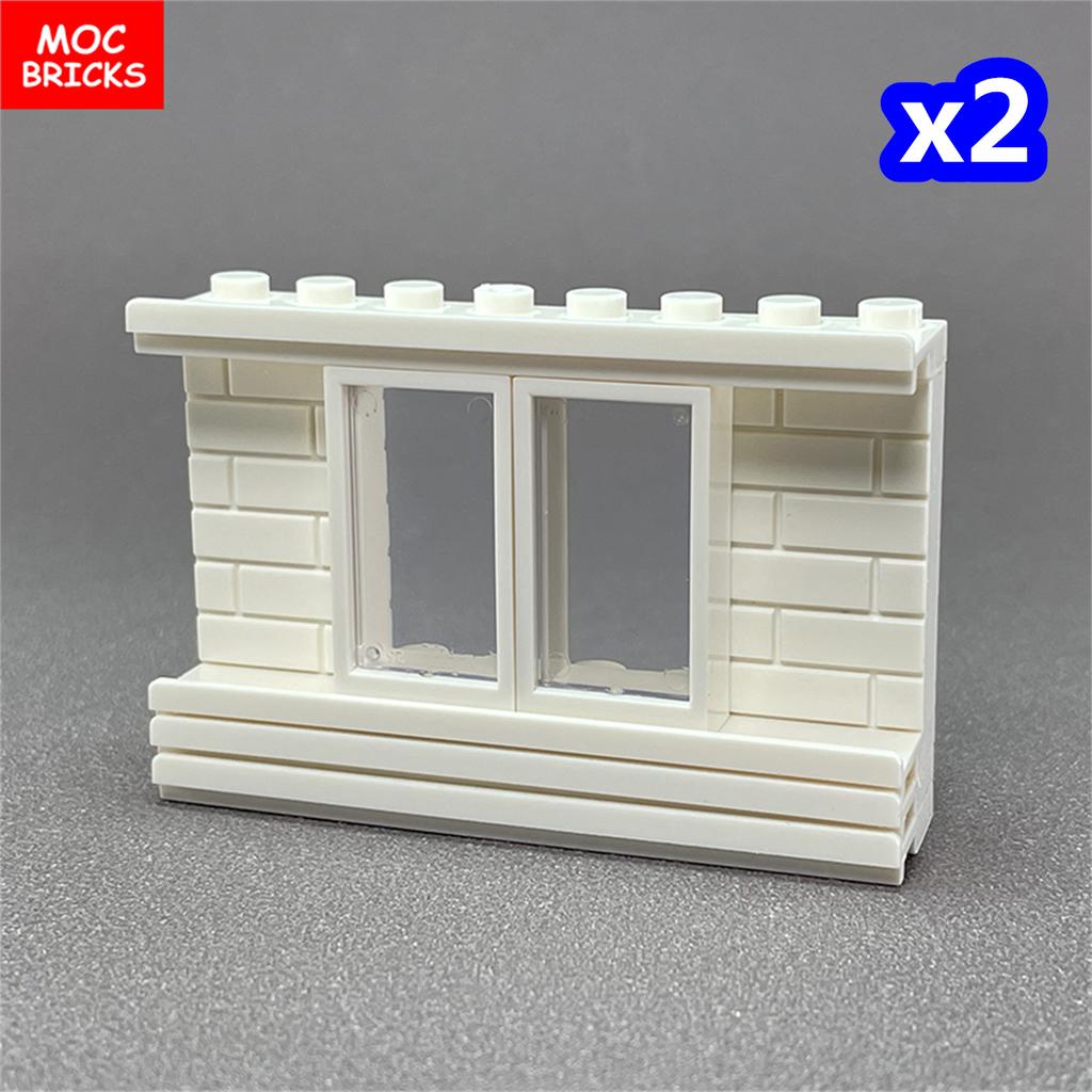 Non-Toxic Moc Bricks Window Fence Arch White Winter Snow Horse Figure City Architectural Church Accessories Children Christmas Toys
