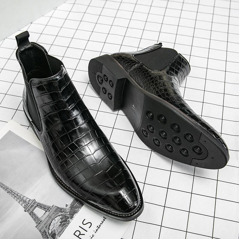 High Top Chelsea Designer Men's Luxury Brand Fashion Ankle Boots Leather Italian Man Shoes for Men Dress Formal Male Boots Model