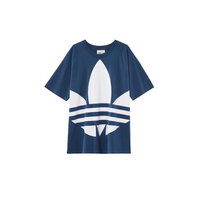 Originals Trefoil Big Logo Print Футболка с короткими рукавами Мужские топы Синие FM9902